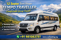 Travel Together in Comfort – 12 Seater Semi Sleeper Tempo Traveller for Hire