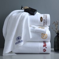 Hotelier Easy Customize Luxury 5 Star Hotel White 100% Cotton Dobby Face Hand Bath Towels Set For Hotel Spa With Customized Logo3