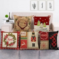 Christmas Holiday Decorative Pillowcase Cotton Linen Cushion Case for Sofa Couch 45*45CM pillowcase80
