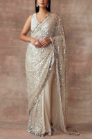 Which reception saree styles are trending currently today?